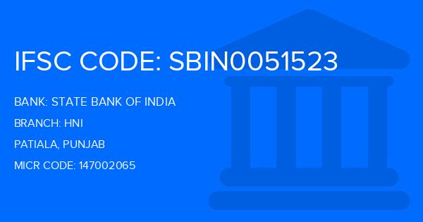 State Bank Of India (SBI) Hni Branch IFSC Code