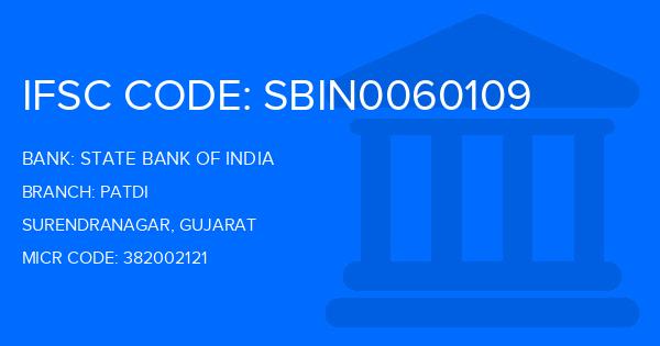 State Bank Of India (SBI) Patdi Branch IFSC Code