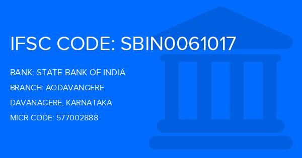 State Bank Of India (SBI) Aodavangere Branch IFSC Code