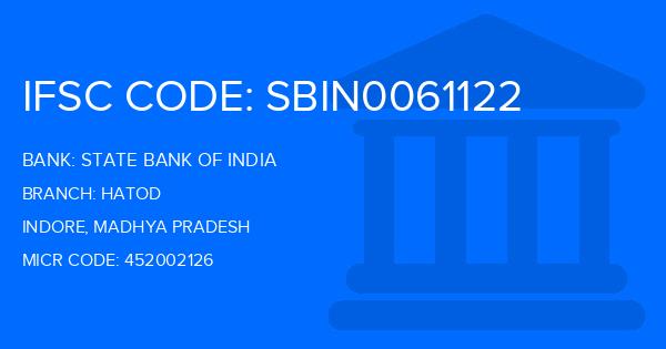 State Bank Of India (SBI) Hatod Branch IFSC Code