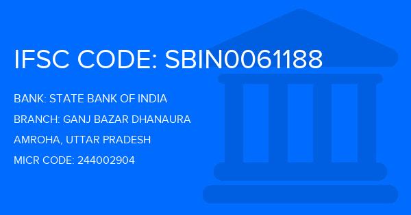 State Bank Of India (SBI) Ganj Bazar Dhanaura Branch IFSC Code