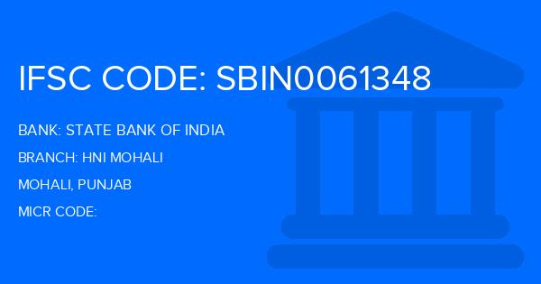 State Bank Of India (SBI) Hni Mohali Branch IFSC Code