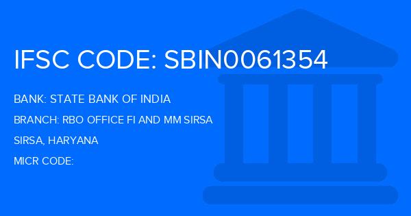 State Bank Of India (SBI) Rbo Office Fi And Mm Sirsa Branch IFSC Code