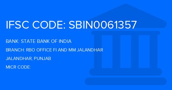 State Bank Of India (SBI) Rbo Office Fi And Mm Jalandhar Branch IFSC Code