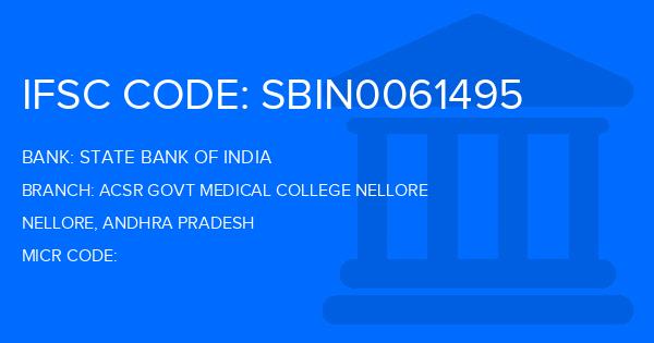 State Bank Of India (SBI) Acsr Govt Medical College Nellore Branch IFSC Code