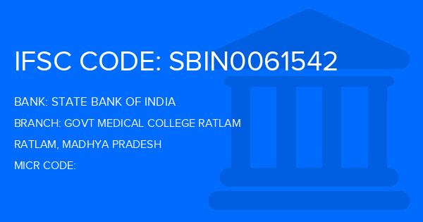 State Bank Of India (SBI) Govt Medical College Ratlam Branch IFSC Code