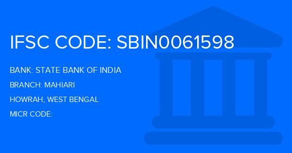 State Bank Of India (SBI) Mahiari Branch IFSC Code