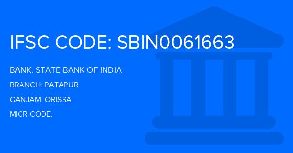 State Bank Of India (SBI) Patapur Branch IFSC Code