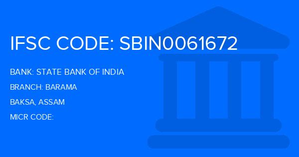 State Bank Of India (SBI) Barama Branch IFSC Code