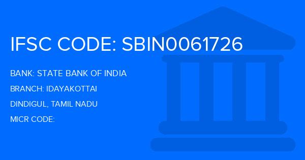 State Bank Of India (SBI) Idayakottai Branch IFSC Code