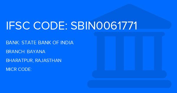State Bank Of India (SBI) Bayana Branch IFSC Code