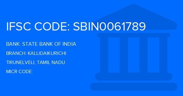 State Bank Of India (SBI) Kallidaikurichi Branch IFSC Code