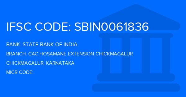 State Bank Of India (SBI) Cac Hosamane Extension Chickmagalur Branch IFSC Code