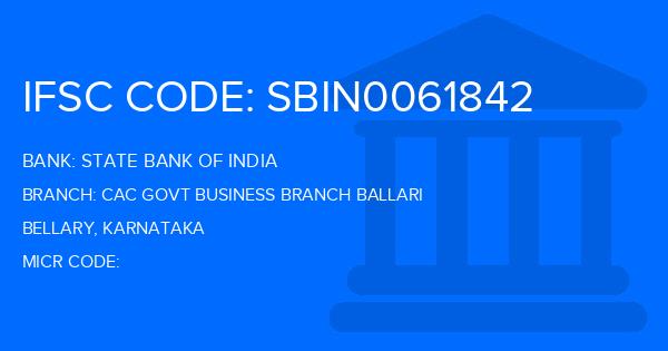 State Bank Of India (SBI) Cac Govt Business Branch Ballari Branch IFSC Code