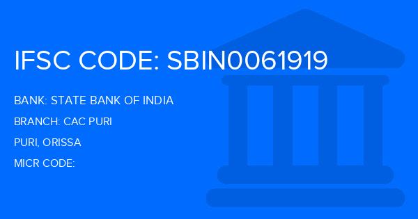 State Bank Of India (SBI) Cac Puri Branch IFSC Code