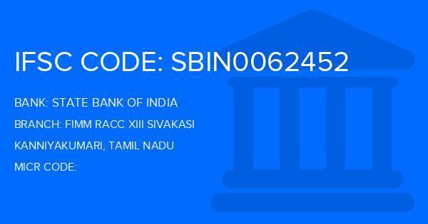 State Bank Of India (SBI) Fimm Racc Xiii Sivakasi Branch IFSC Code