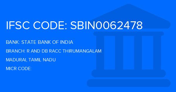 State Bank Of India (SBI) R And Db Racc Thirumangalam Branch IFSC Code