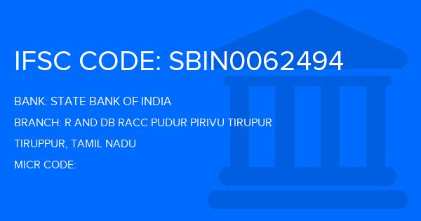 State Bank Of India (SBI) R And Db Racc Pudur Pirivu Tirupur Branch IFSC Code