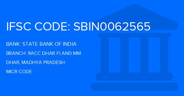 State Bank Of India (SBI) Racc Dhar Fi And Mm Branch IFSC Code