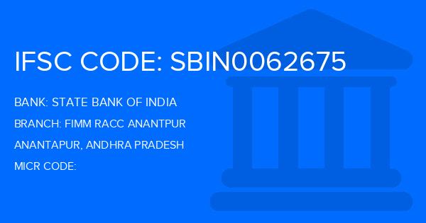 State Bank Of India (SBI) Fimm Racc Anantpur Branch IFSC Code