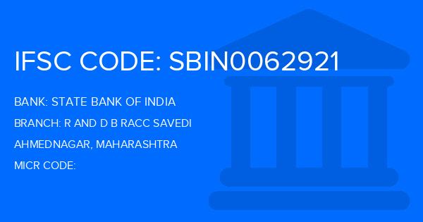 State Bank Of India (SBI) R And D B Racc Savedi Branch IFSC Code