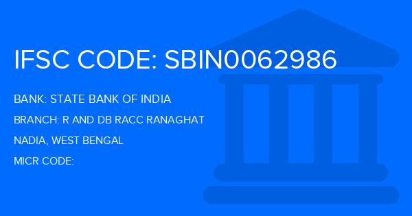 State Bank Of India (SBI) R And Db Racc Ranaghat Branch IFSC Code