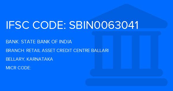 State Bank Of India (SBI) Retail Asset Credit Centre Ballari Branch IFSC Code
