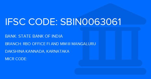 State Bank Of India (SBI) Rbo Office Fi And Mm Iii Mangaluru Branch IFSC Code