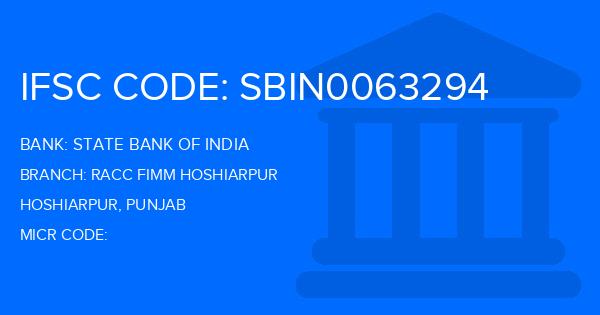 State Bank Of India (SBI) Racc Fimm Hoshiarpur Branch IFSC Code