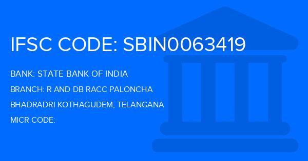 State Bank Of India (SBI) R And Db Racc Paloncha Branch IFSC Code