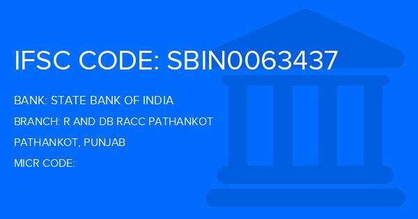 State Bank Of India (SBI) R And Db Racc Pathankot Branch IFSC Code