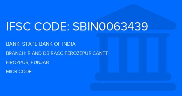 State Bank Of India (SBI) R And Db Racc Ferozepur Cantt Branch IFSC Code