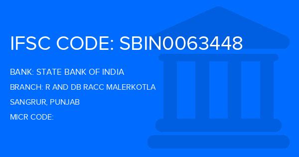 State Bank Of India (SBI) R And Db Racc Malerkotla Branch IFSC Code