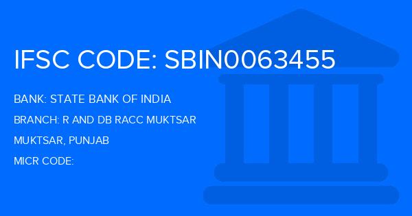 State Bank Of India (SBI) R And Db Racc Muktsar Branch IFSC Code