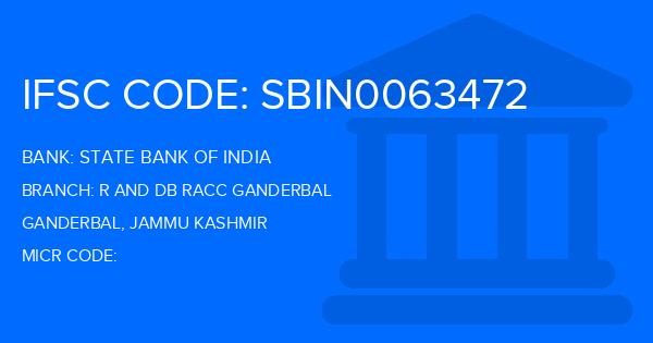 State Bank Of India (SBI) R And Db Racc Ganderbal Branch IFSC Code