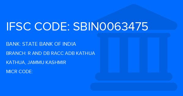 State Bank Of India (SBI) R And Db Racc Adb Kathua Branch IFSC Code