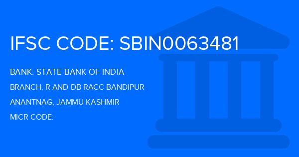 State Bank Of India (SBI) R And Db Racc Bandipur Branch IFSC Code