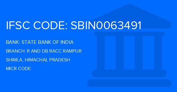 State Bank Of India (SBI) R And Db Racc Rampur Branch IFSC Code