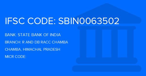 State Bank Of India (SBI) R And Db Racc Chamba Branch IFSC Code
