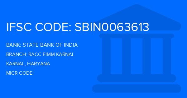State Bank Of India (SBI) Racc Fimm Karnal Branch IFSC Code