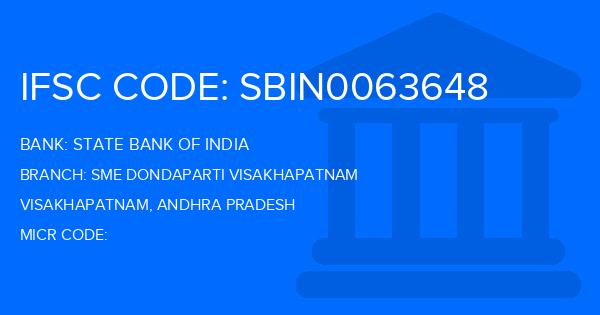 State Bank Of India (SBI) Sme Dondaparti Visakhapatnam Branch IFSC Code