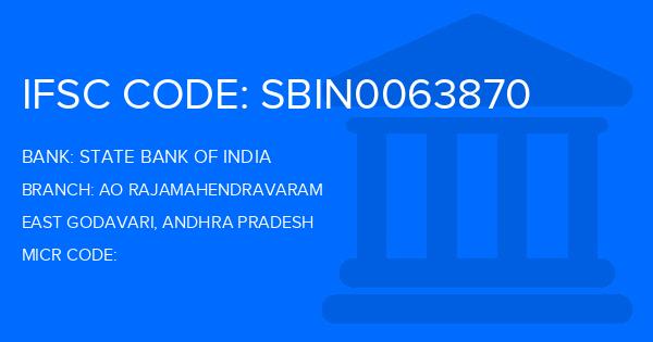 State Bank Of India (SBI) Ao Rajamahendravaram Branch IFSC Code