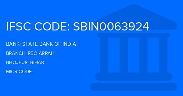 State Bank Of India (SBI) Rbo Arrah Branch IFSC Code
