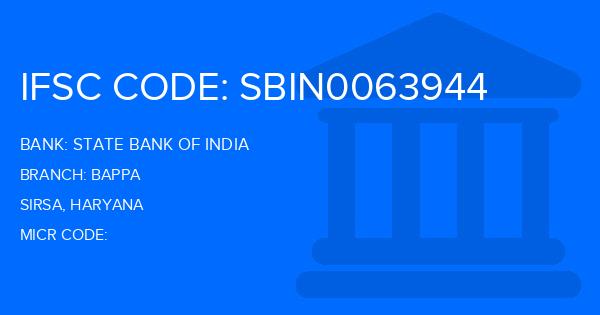 State Bank Of India (SBI) Bappa Branch IFSC Code