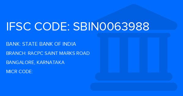 State Bank Of India (SBI) Racpc Saint Marks Road Branch IFSC Code