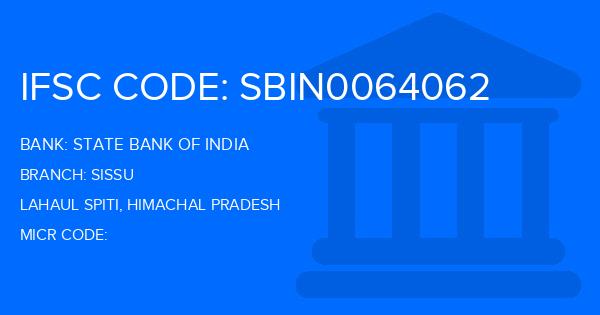 State Bank Of India (SBI) Sissu Branch IFSC Code
