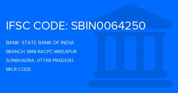 State Bank Of India (SBI) Mini Racpc Mirzapur Branch IFSC Code