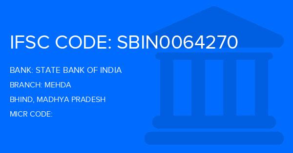 State Bank Of India (SBI) Mehda Branch IFSC Code