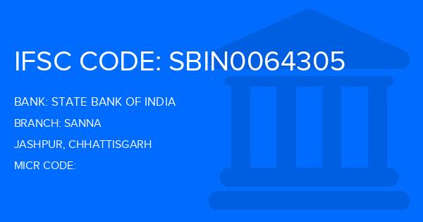 State Bank Of India (SBI) Sanna Branch IFSC Code