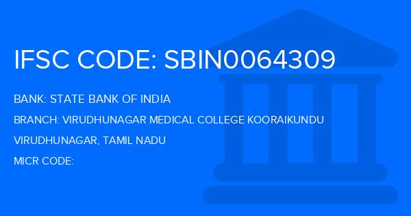 State Bank Of India (SBI) Virudhunagar Medical College Kooraikundu Branch IFSC Code